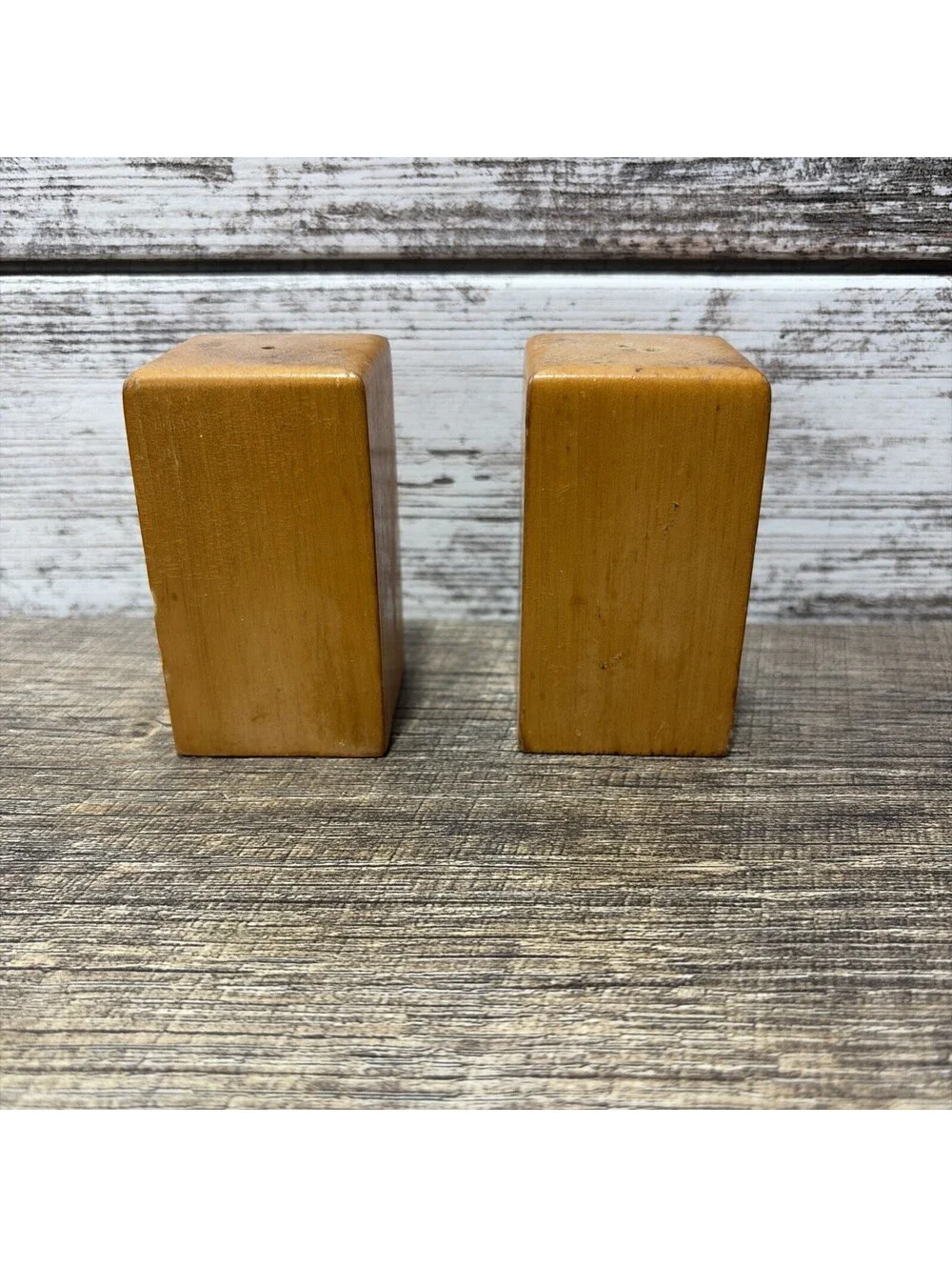 Vintage Wooden Square Rooster Salt and Pepper Shakers